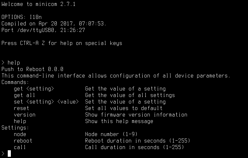 Command line interface screenshot