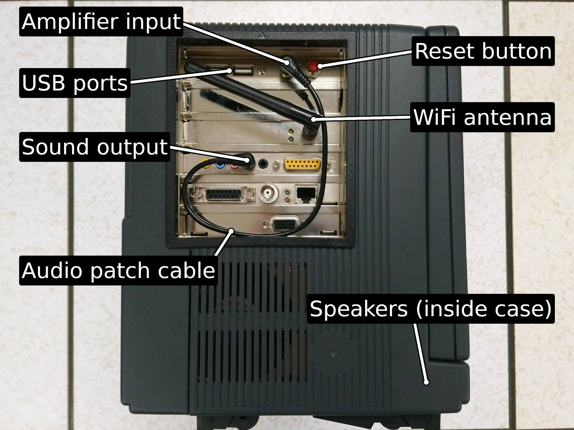 Side view of case showing new parts